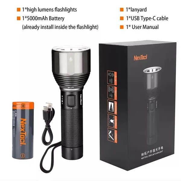 Nextool Torchlight Xiaomi Nextool Rechargeable Outdoor Torch 2000lm 380 Meters Long Shot