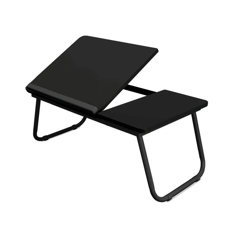 Tiltable And Foldable Double Head Laptop Table- Black Color