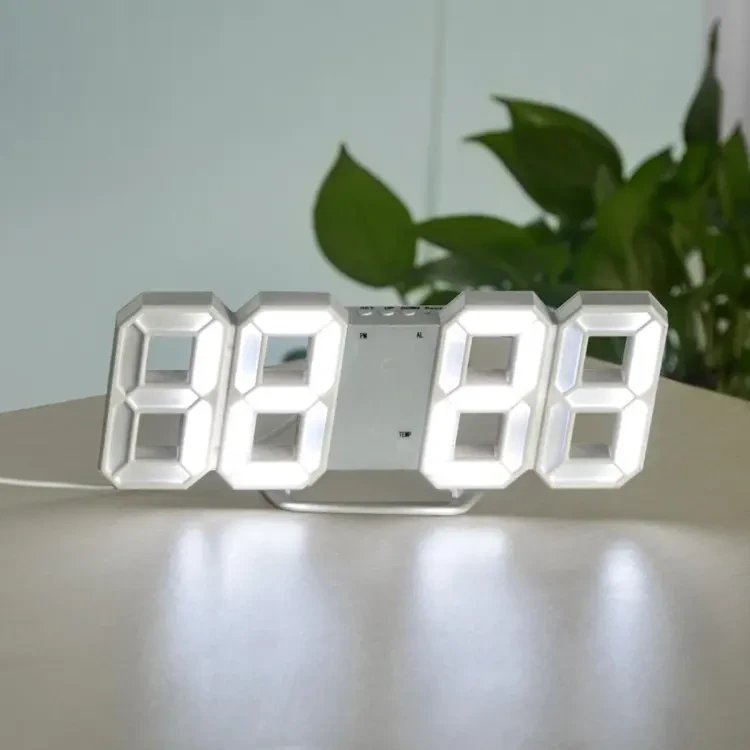 3D LED Digital Wall Clock with Alarm and Remote-Control Function