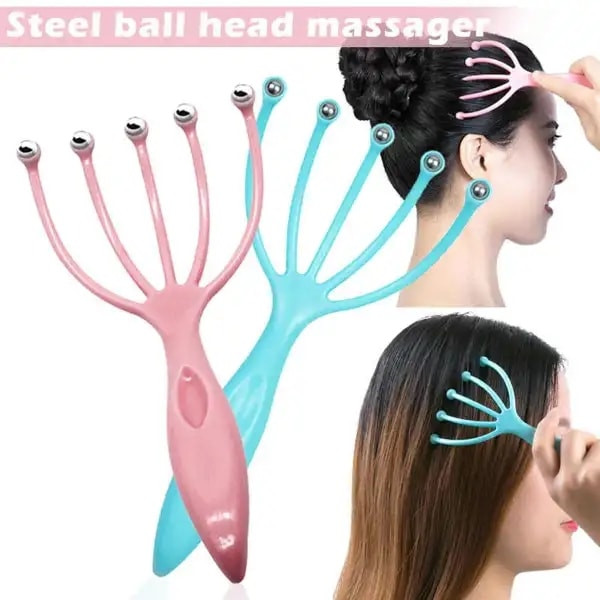 Sileni Manual 5 Scalp Hand Massager, Stress Relax, Spa, Therapy Dealing, Relaxation & Stress Reduction Suitable for Home, Office and Travel, With 2 Hook Free (5-Claw Ball Massager)