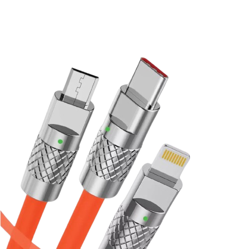 Geeoo DC-306 3 in-1 Soft Silicone Fast Charging Cable 1M Long 3A Safe Charge