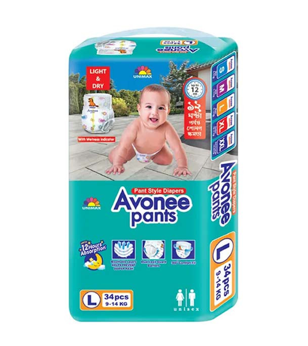 Avonee Large Pant Diaper 9-14Kg 34Pcs