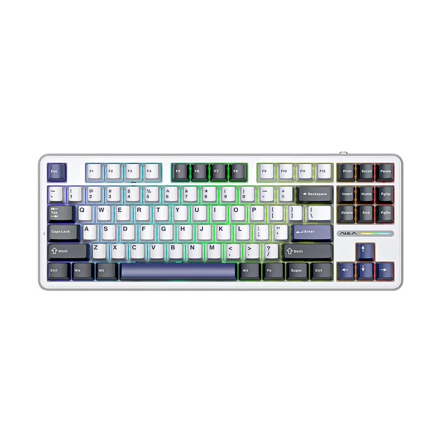 Aula F87 Gasket RGB Mechanical Keyboard- Gray Wood Switch