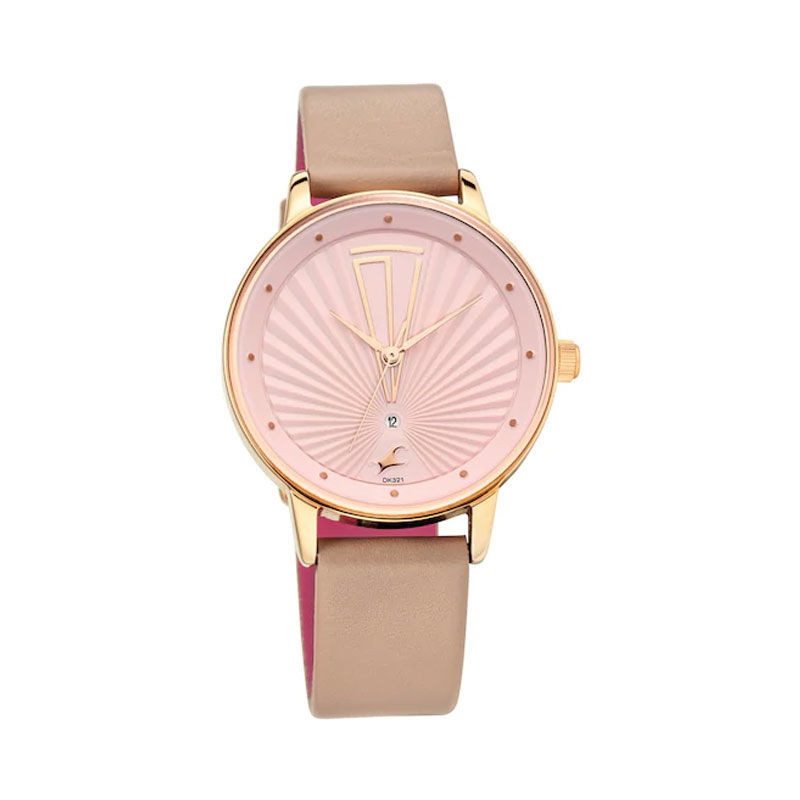 Fastrack 6206WL02 ANANYA PANDAY - Ruffles Baby Pink Dial Leather Strap Women’s Watch