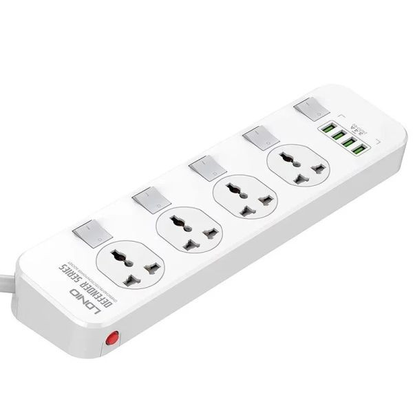 LDNIO SC4408 2500W Defender Series 4 Power Socket 4 USB Power Strip