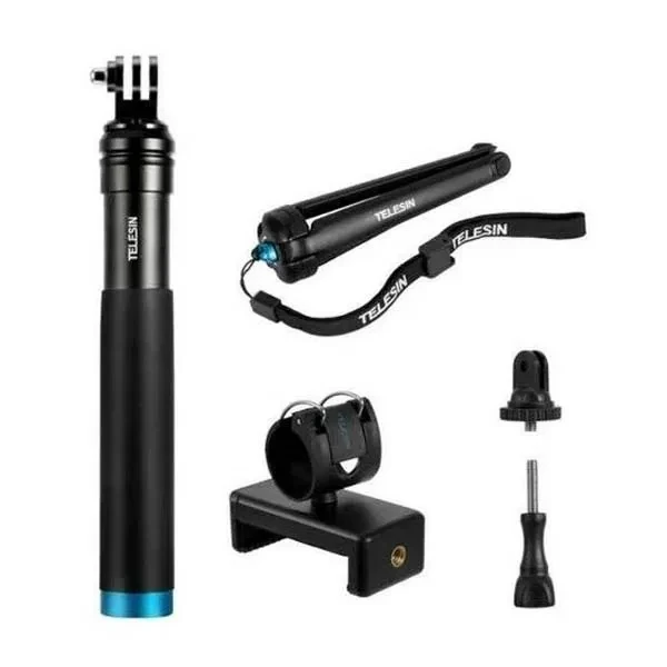 Telesin GP-MNP-090-S Extendable Aluminum Alloy Selfie Stick With Tripod And Phone Clip