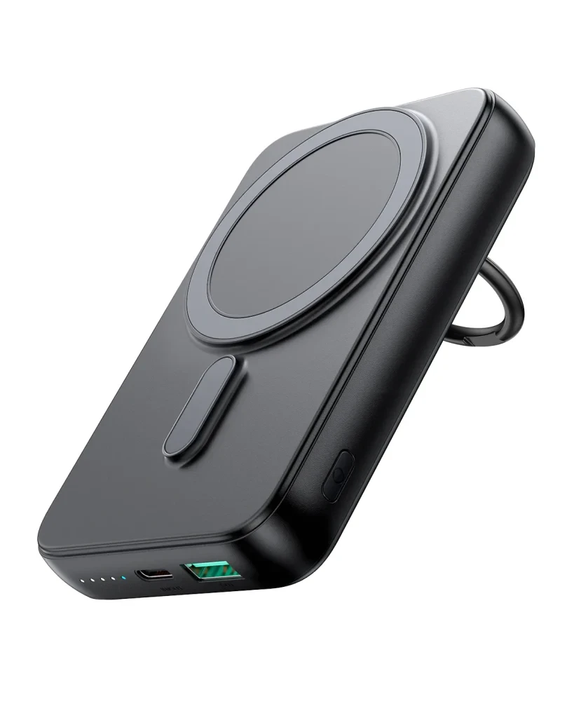 Joyroom JR-W050 20W 10000mah Magnetic Wireless Power Bank with Ring Holder- Black Color