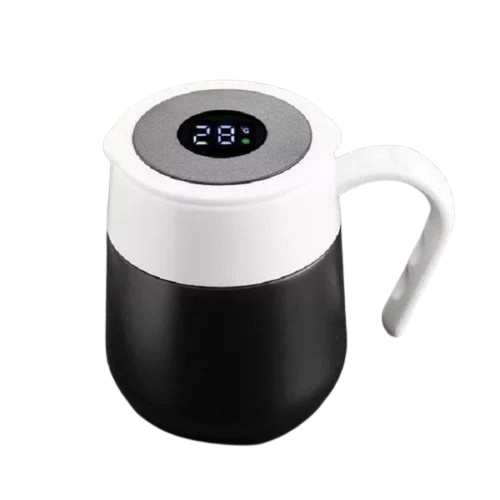 Temperature Display Coffee Mug With Handle – Black Color