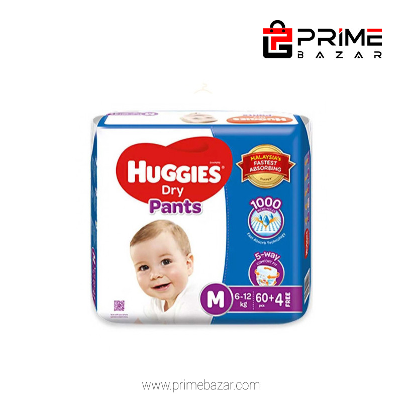 Huggies Dry Medium Pant Diaper 6-12Kg - 64 Pcs (Malaysia)