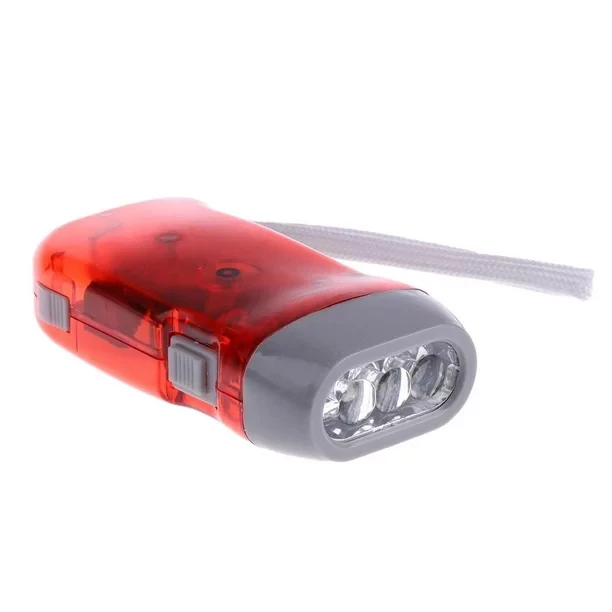 3 LED Hand Pressing Dynamo Crank Power Wind Up Flashlight