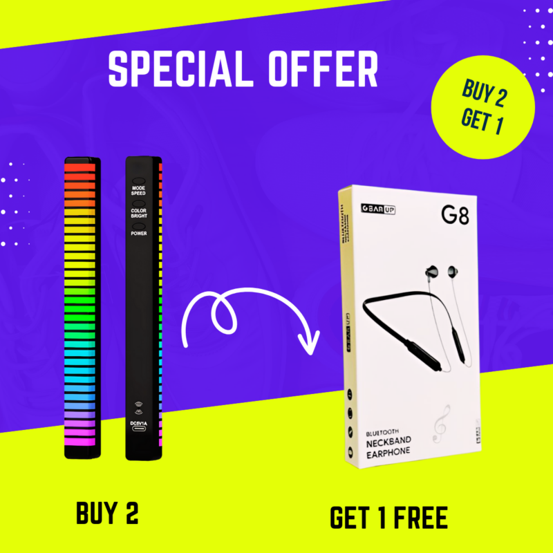 Combo Offer! 3D RGB APP Control Rechargeable Rhythm Light (D10) + G8 Sports Neckband Free