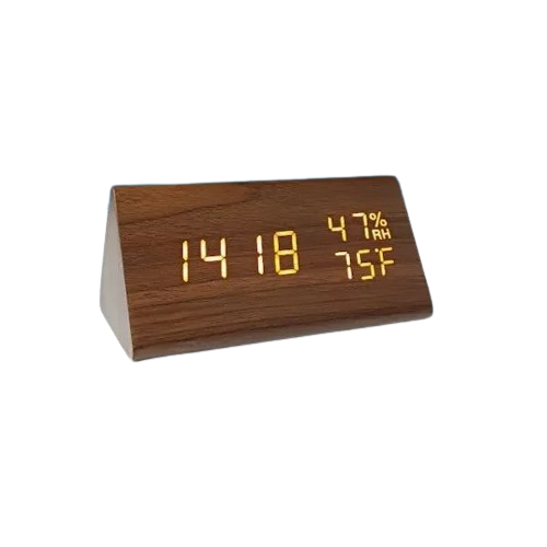 Triangle Wooden Style Digital LED Clock