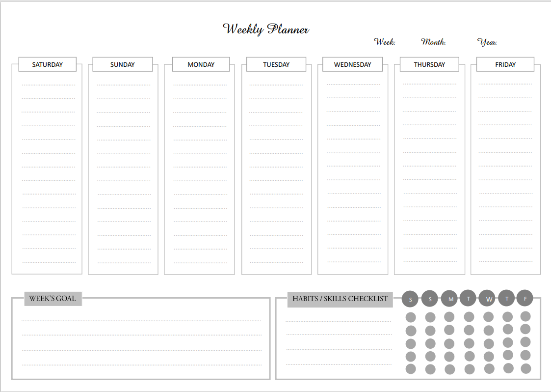 Weekly Planner for Increase Productivity
