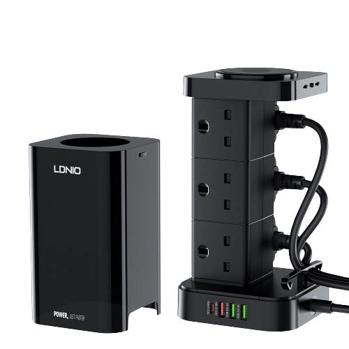 LDNIO SKW6457 6 Outlet USB Tower Extension Power Socket With 15W Wireless Charger